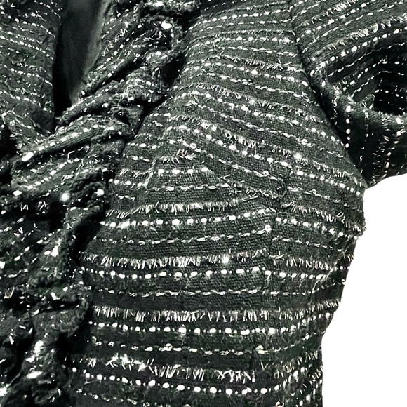 PETER NYGARD Ruffled Tweed Black and Silver Blazer Jacket EUC - Picture 8 of 11